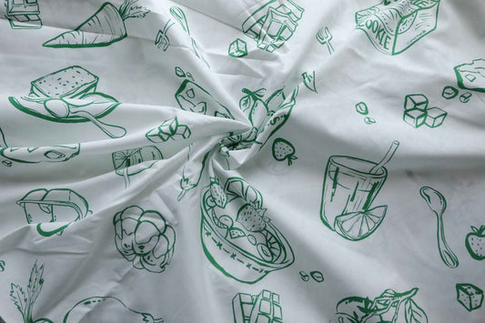 Green Kitchen Sketch Cotton Poplin – 2.2 yd