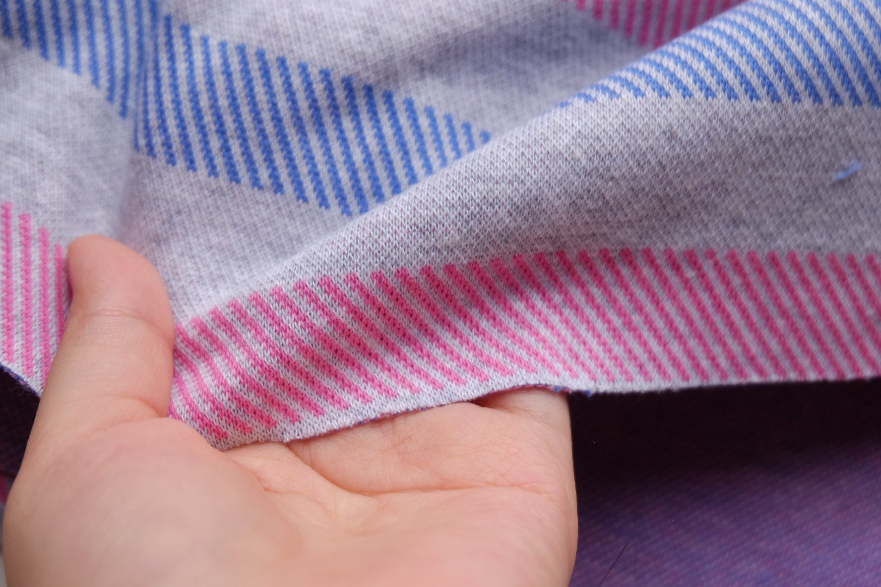 Pink & Blue Stripe Cotton Knit – 2.2 yd
