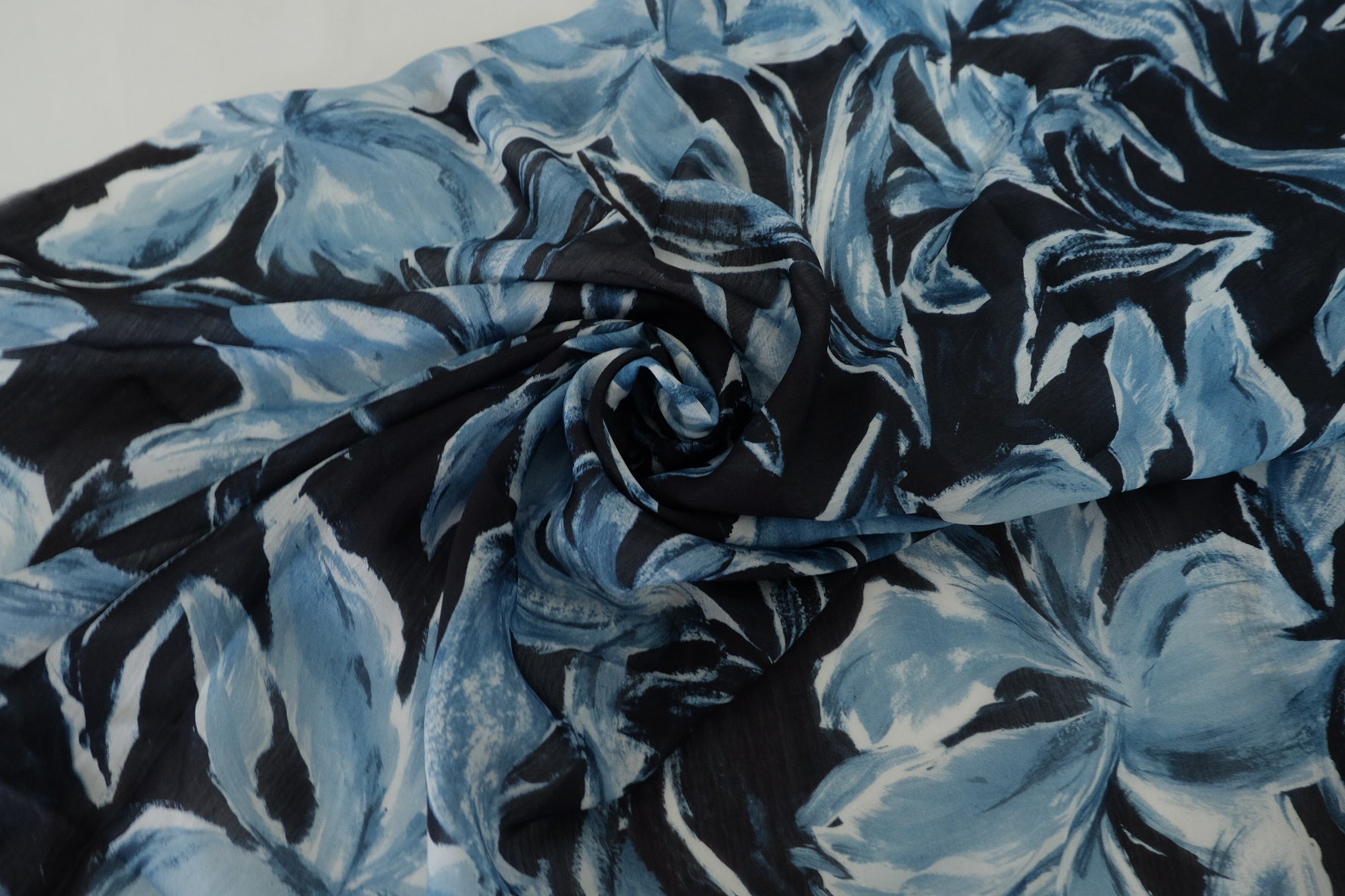 Midnight Blue Botanical Tencel Linen Blend Fabric – 3.3 yd