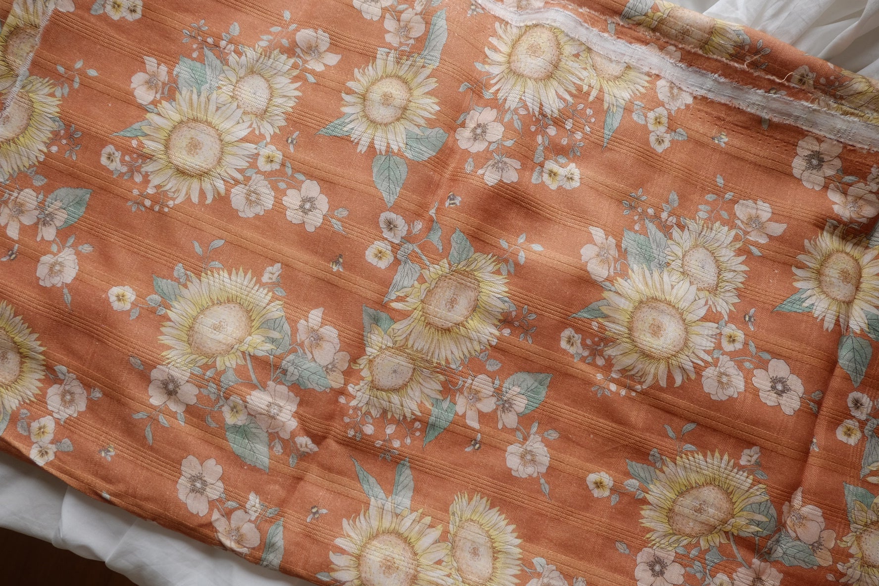 Terracotta Sunflower Jacquard Linen Cotton – 3.3 yd