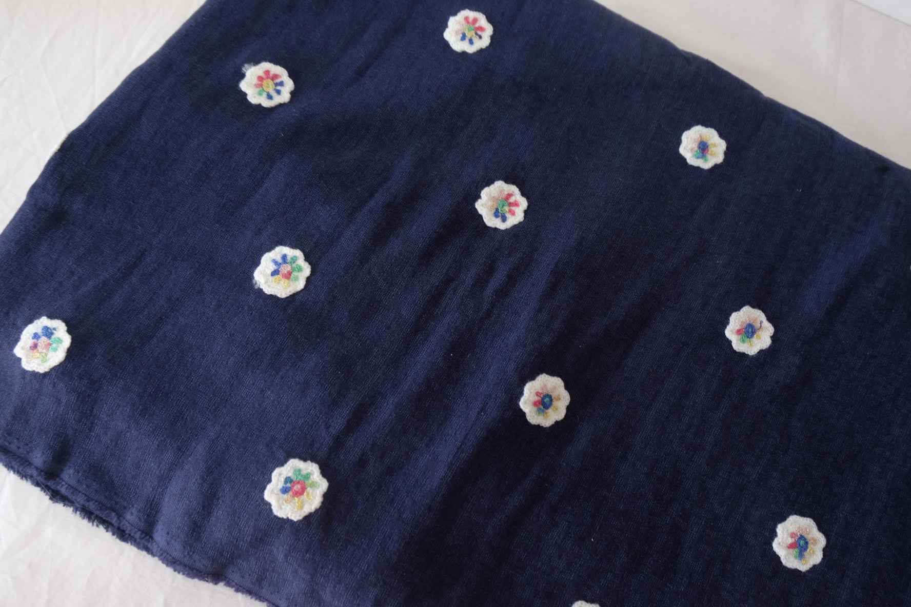 Soft Embroidered Cotton Linen Blend Fabric  – 1.6 yd
