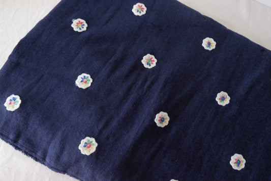 Soft Embroidered Cotton Linen Blend Fabric  – 1.6 yd