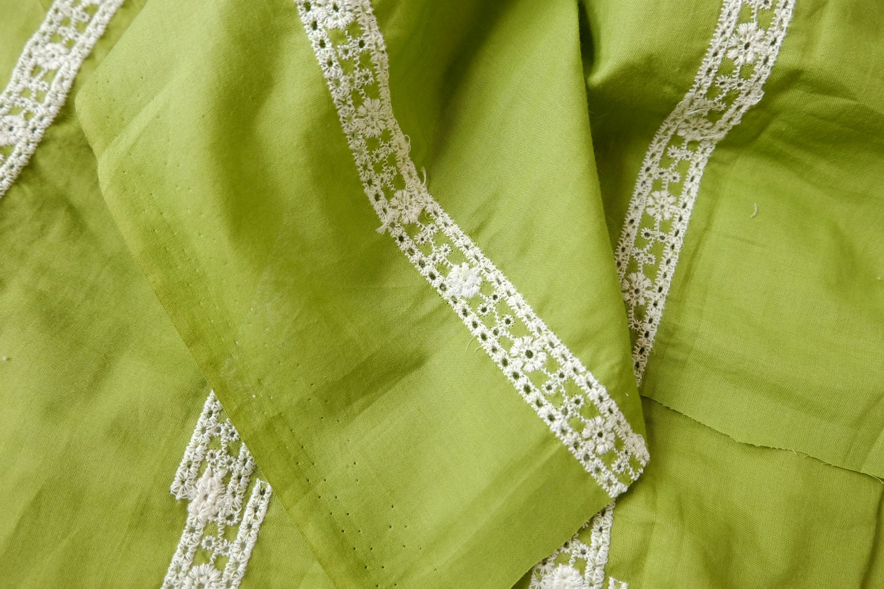 Olive Green Embroidered Blend, 2.2 Yards