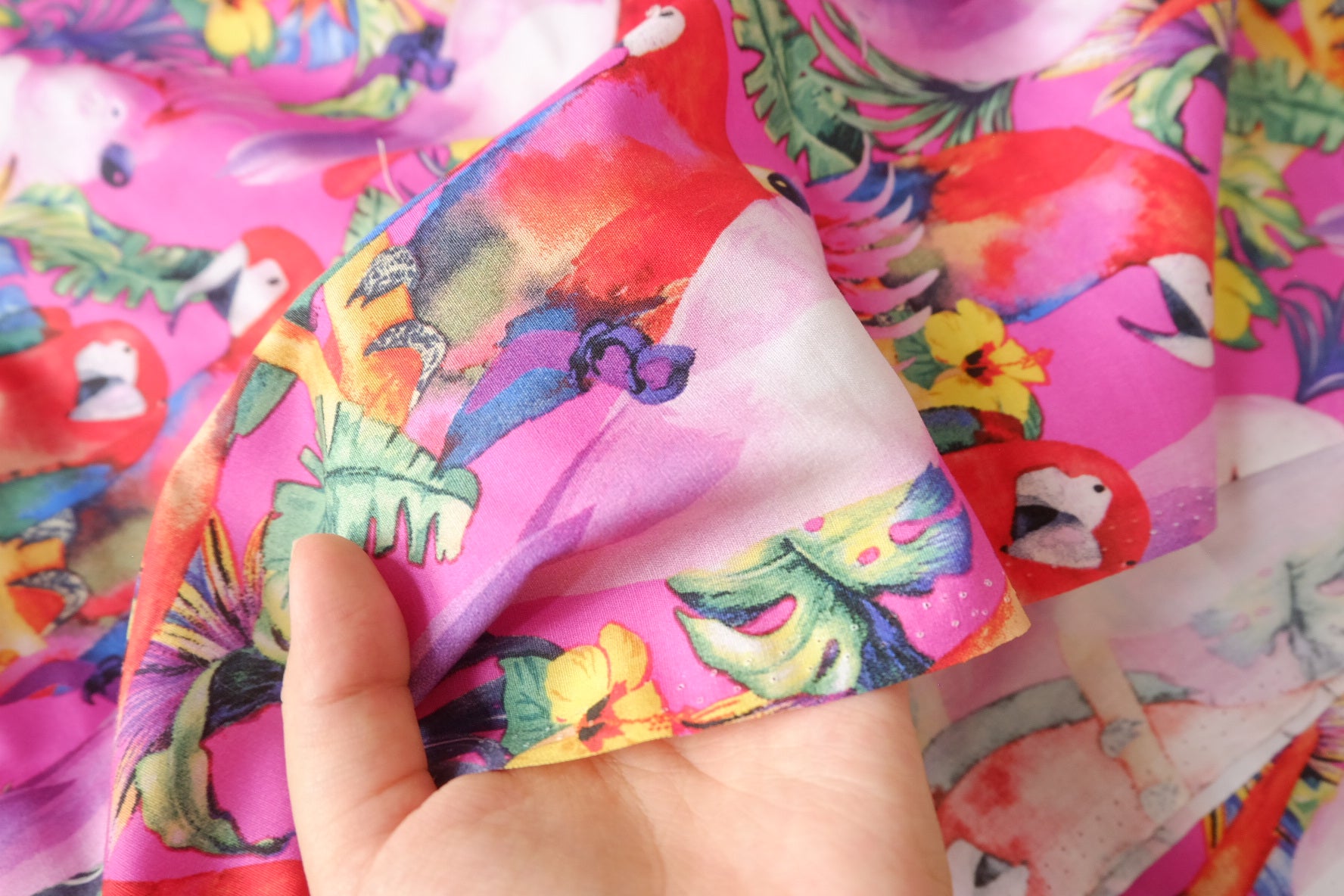 Tropical Parrot Cotton Poplin, 1.65 Yards