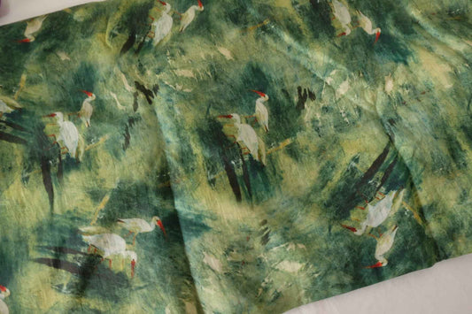 Watercolor Heron Tencel Blend Fabric – 2.2 yd