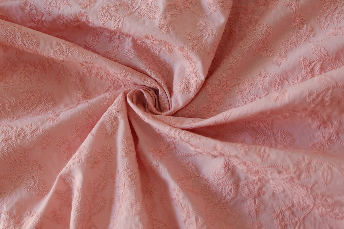 Dusty Rose Heavy Embroidered Cotton – 2.2 yd