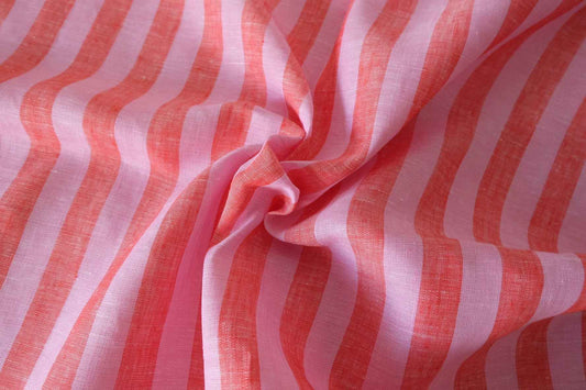 Coral Pink Yarn Dyed Linen Fabric – 2.2 yd