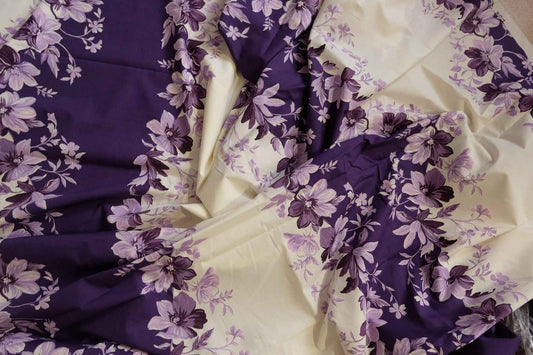 Purple Floral Cotton Poplin — 3.3 yd