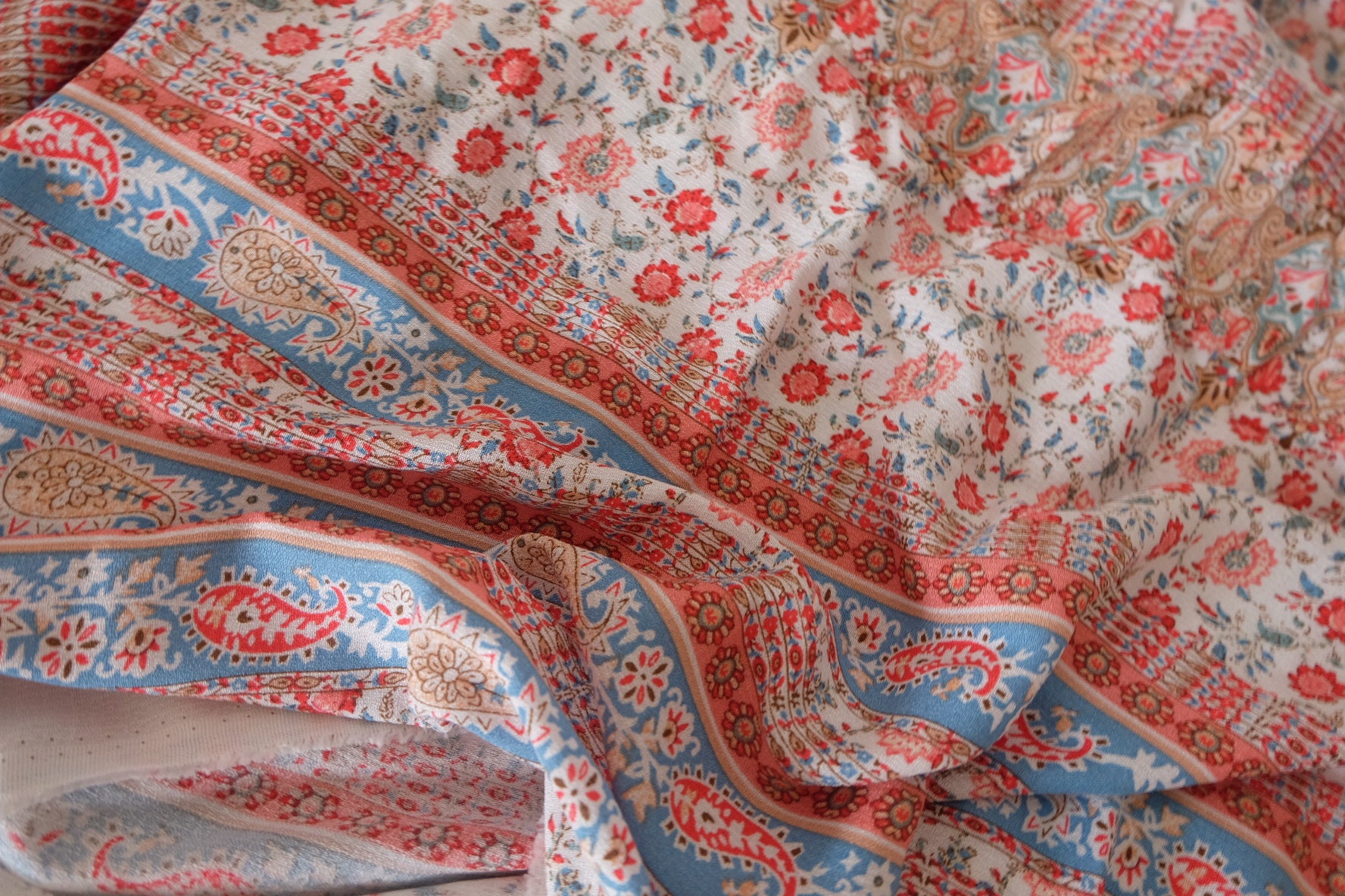 Vintage Paisley Border Print Rayon Fabric – 3.3 yd