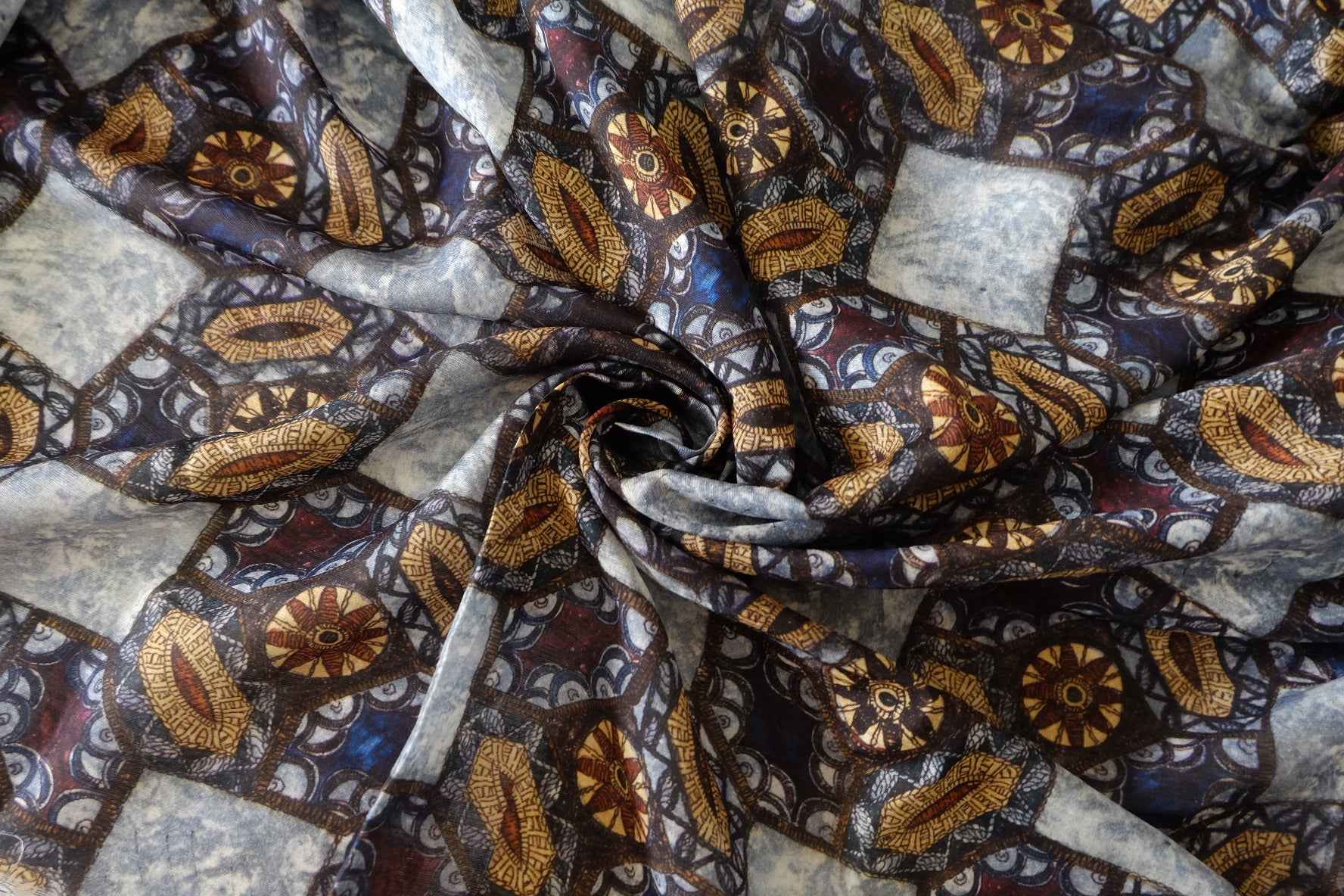 Indigo Mosaic Tencel Ramie Fabric – 3.1 yd