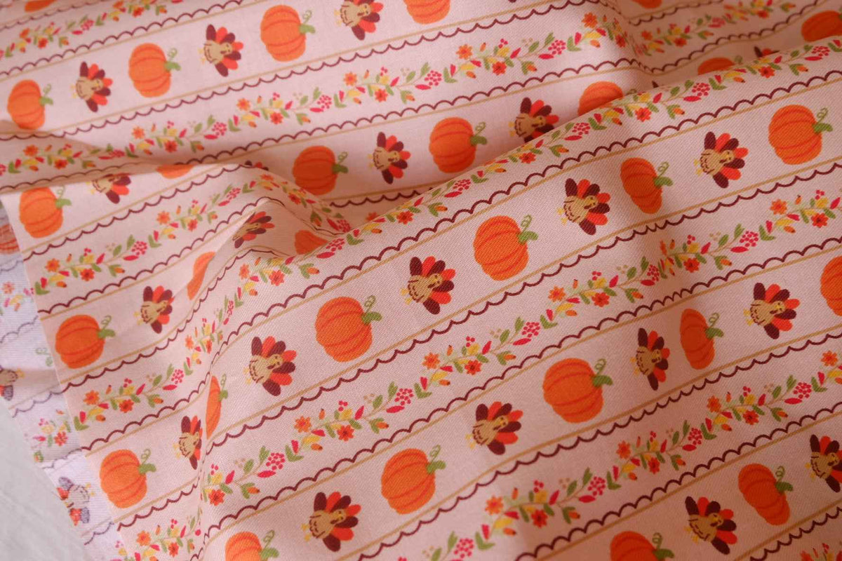 Autumn Pumpkin & Turkey Cotton Twill – 2.2 yd