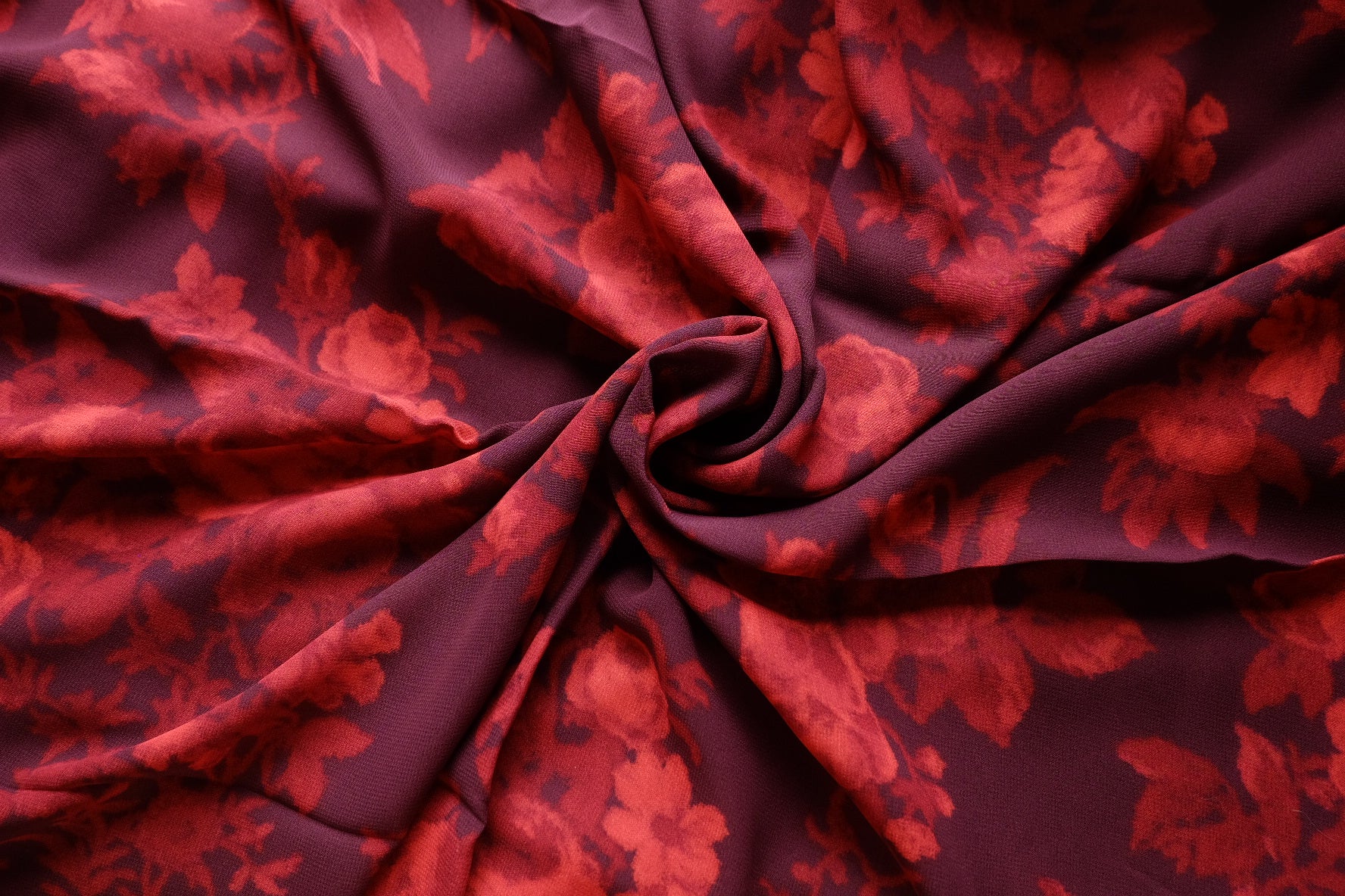 Burgundy Floral Rayon Crepe – 3.3 yd