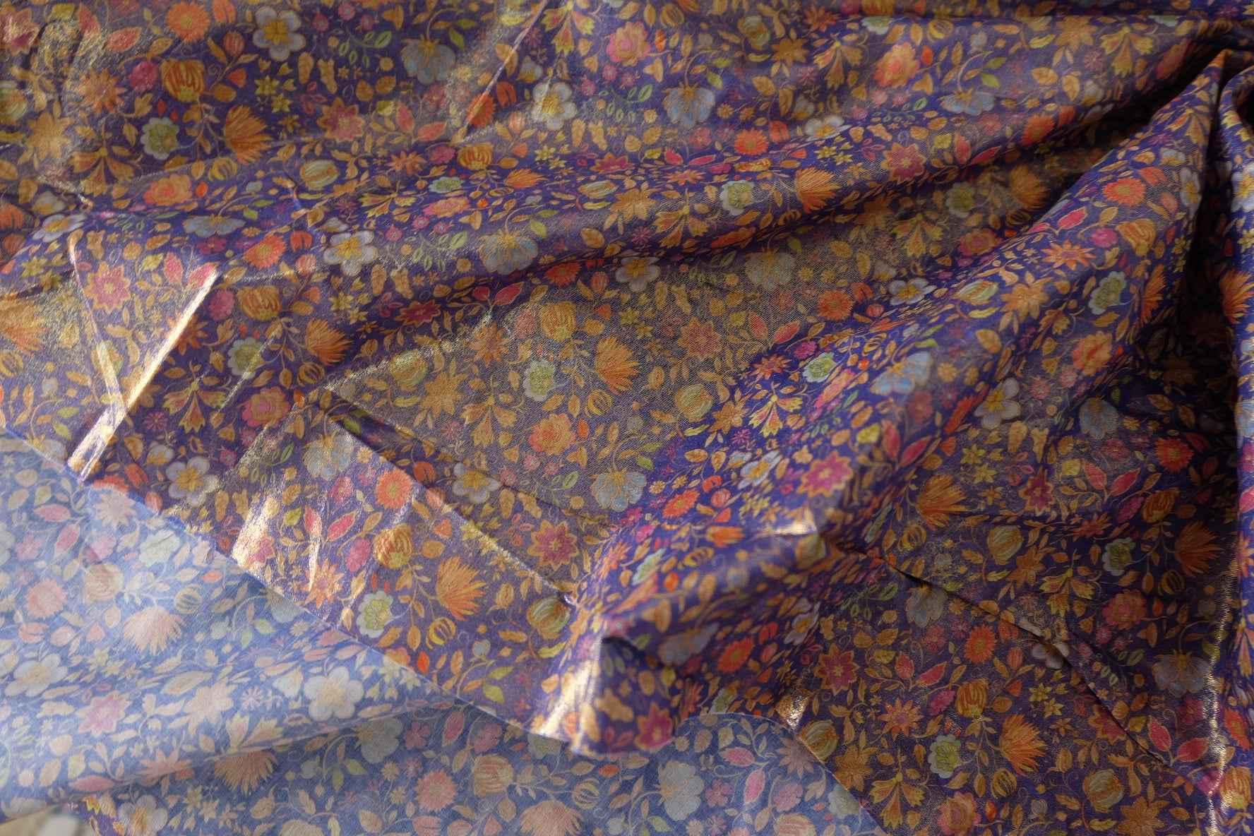 Metallic Floral Cotton Lawn Fabric – 3.3 yd