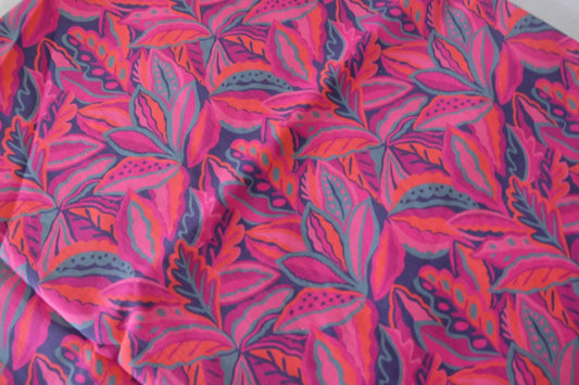 Vibrant Tropical Leaf Cotton Poplin Fabric – 3.3 yd