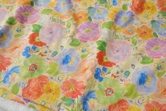 Painted Garden Cotton Lawn Fabric — 1.64 yd