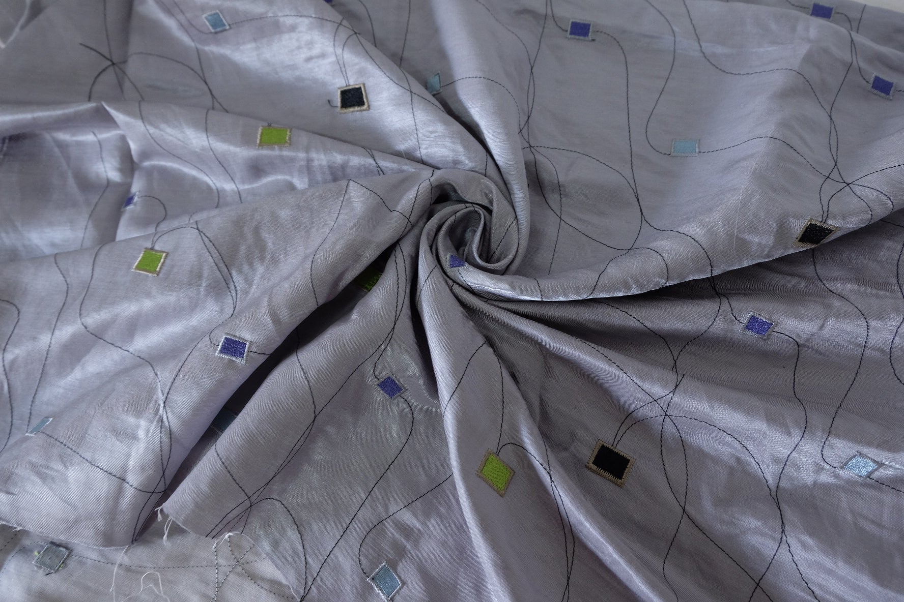 Embroidered Satin Polyester Fashion Fabric – 2.2 yd