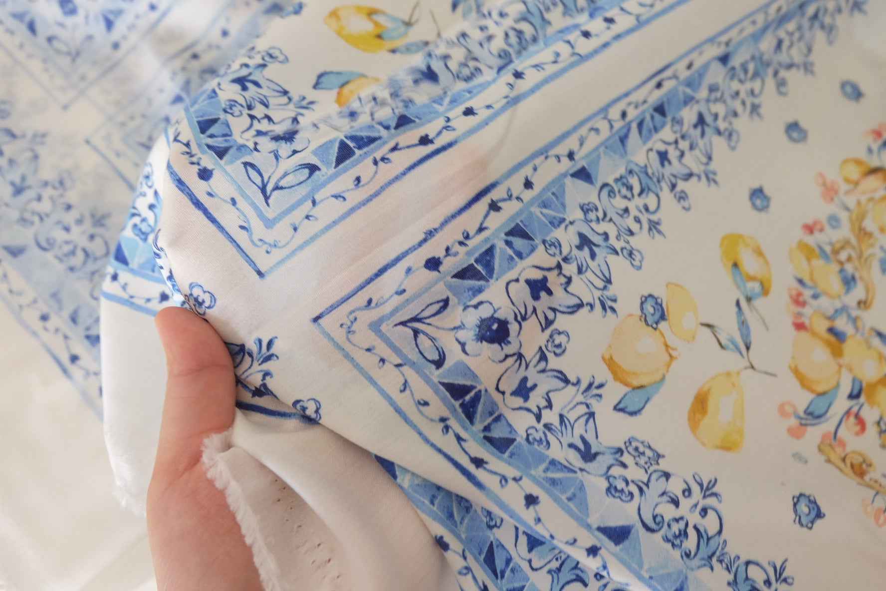 Blue Lemon Tencel Cotton Fabric  – 3.3 yd Cu