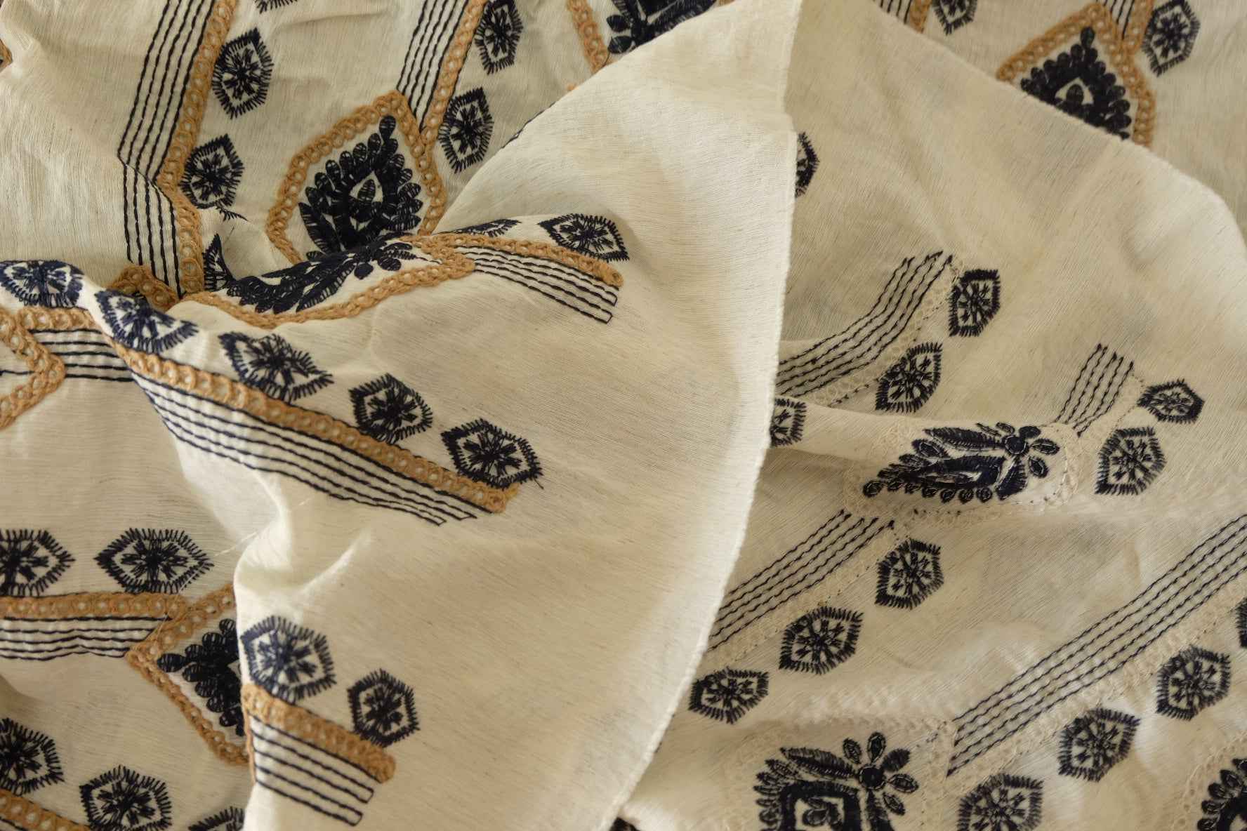 Tencel Linen Embroidered Fabric -2.7 yds