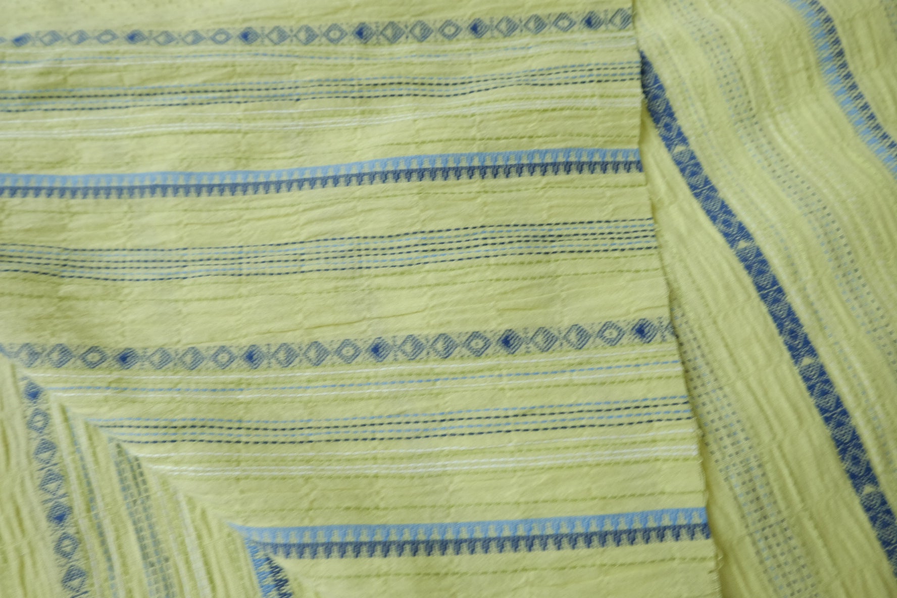 Lime Stripe Bubble Jacquard Cotton Fabric — 2.19 yd