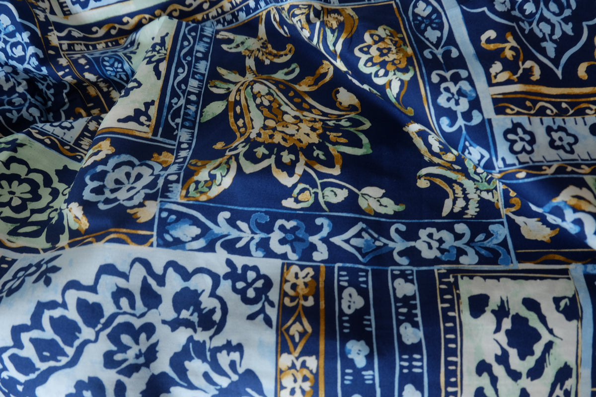 Indigo Tapestry Double Border Cotton Poplin – 2.73 yd