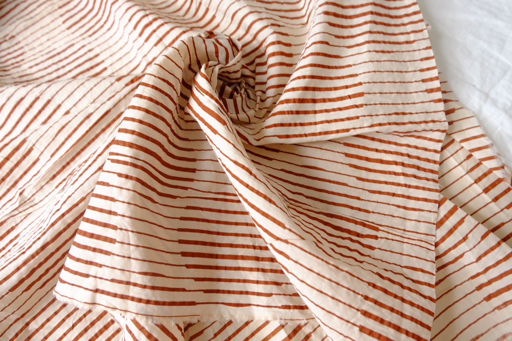 Caramel Stripe Textured Cotton Poplin — 3.28 yd