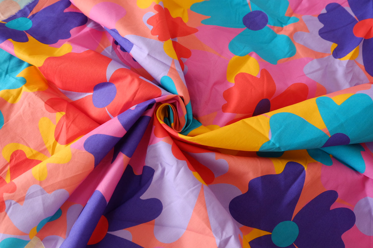 Electric Bloom High-Density Cotton Poplin – 1.7 yd
