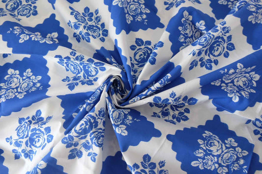 Cobalt Rose High-Density Cotton Poplin – 1.5 yd