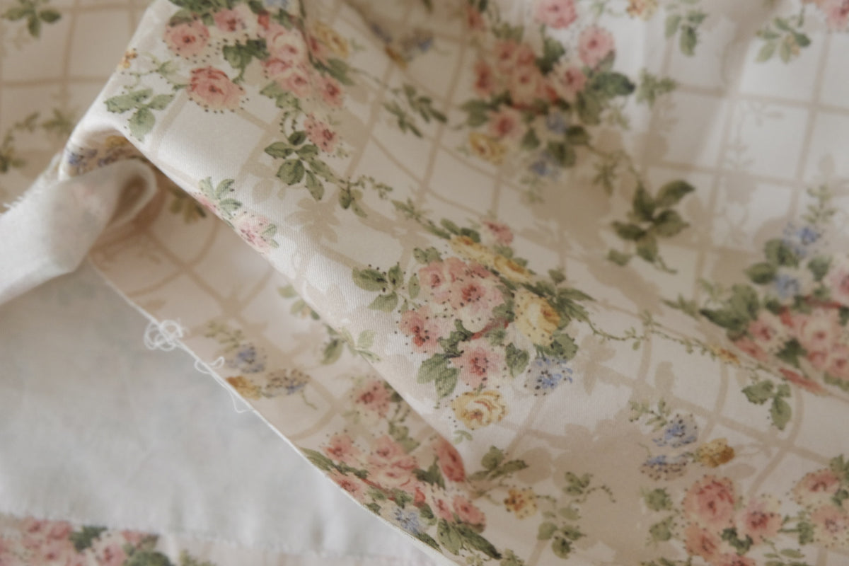 Vintage Rose Plaid Stretch Cotton Twill – 1.6 yd