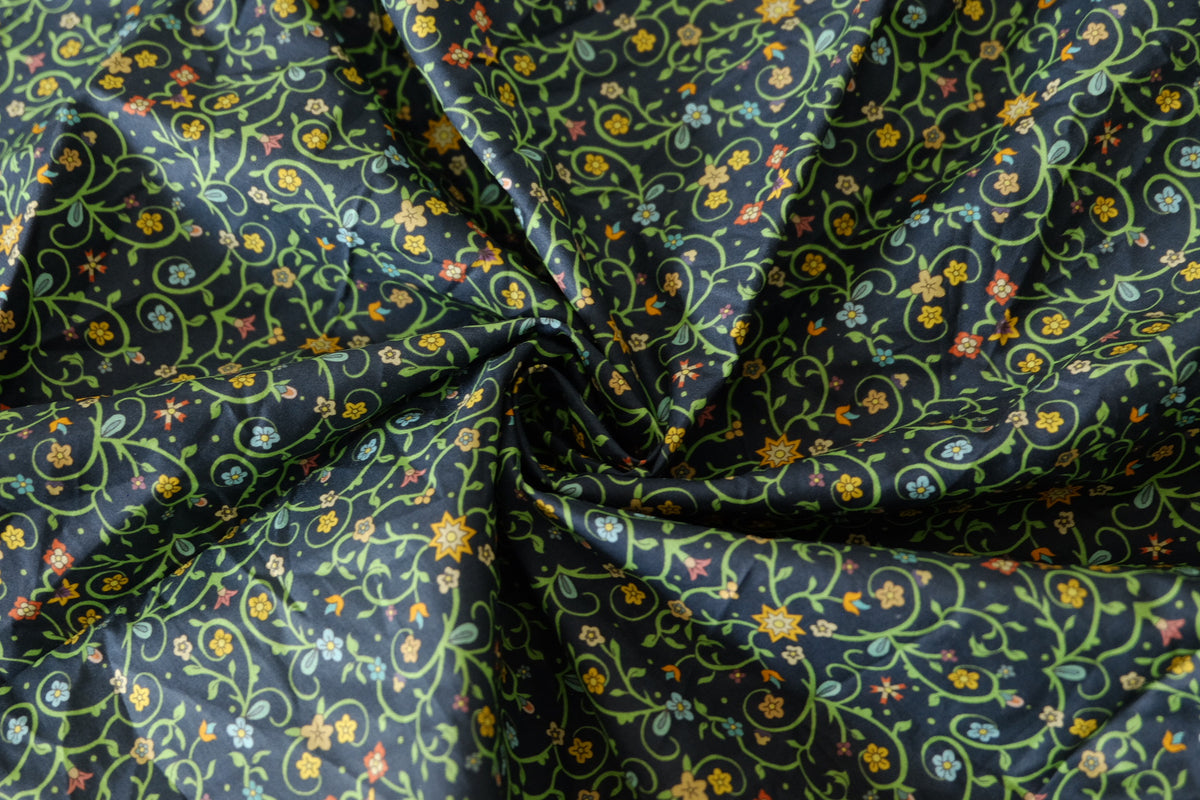 Midnight Vine Cotton Lawn Remnant – 1.3 yd