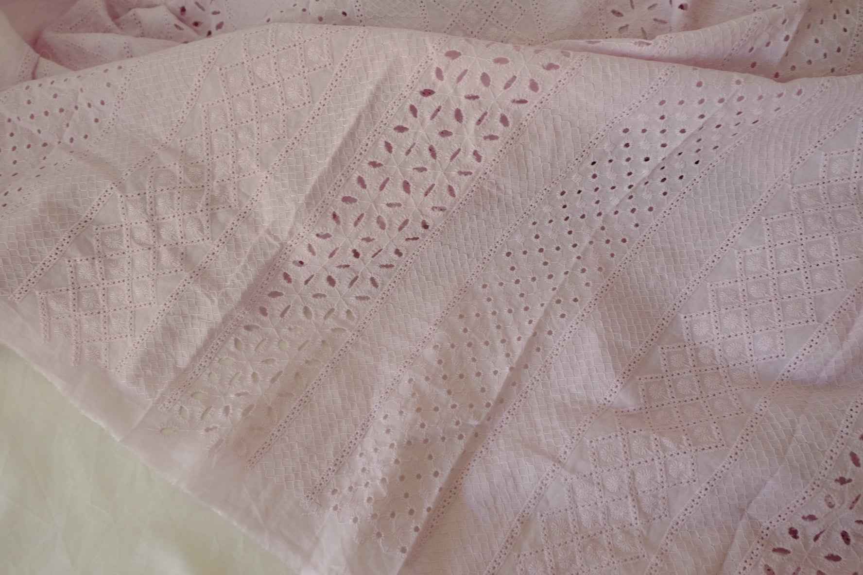 Soft Pink Cotton Eyelet Embroidery Fabric – 2.2 yd