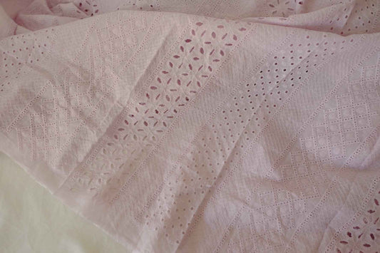 Soft Pink Cotton Eyelet Embroidery Fabric – 2.2 yd