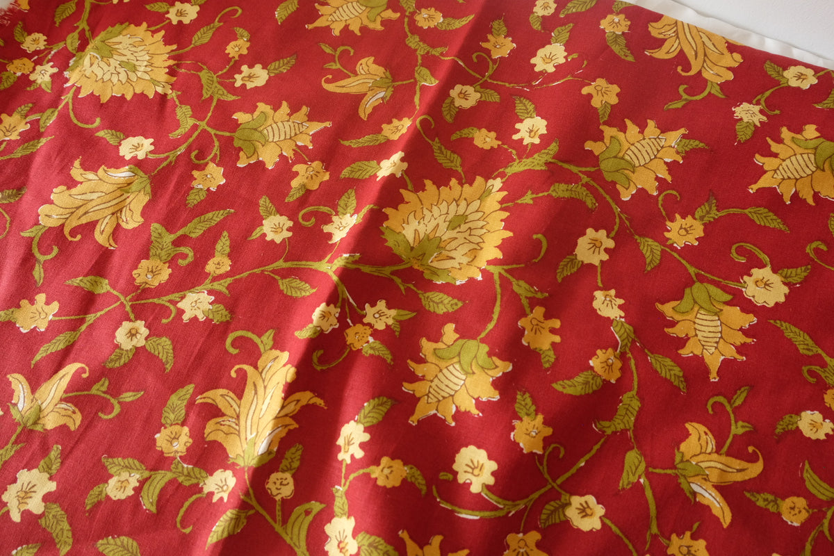 Crimson Heritage Floral Cotton Linen – 2.2 yd