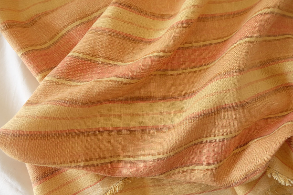 Golden Hour Stripes – Yarn-Dyed Linen Cotton Fabric | 2.2 / 3.3 Yards