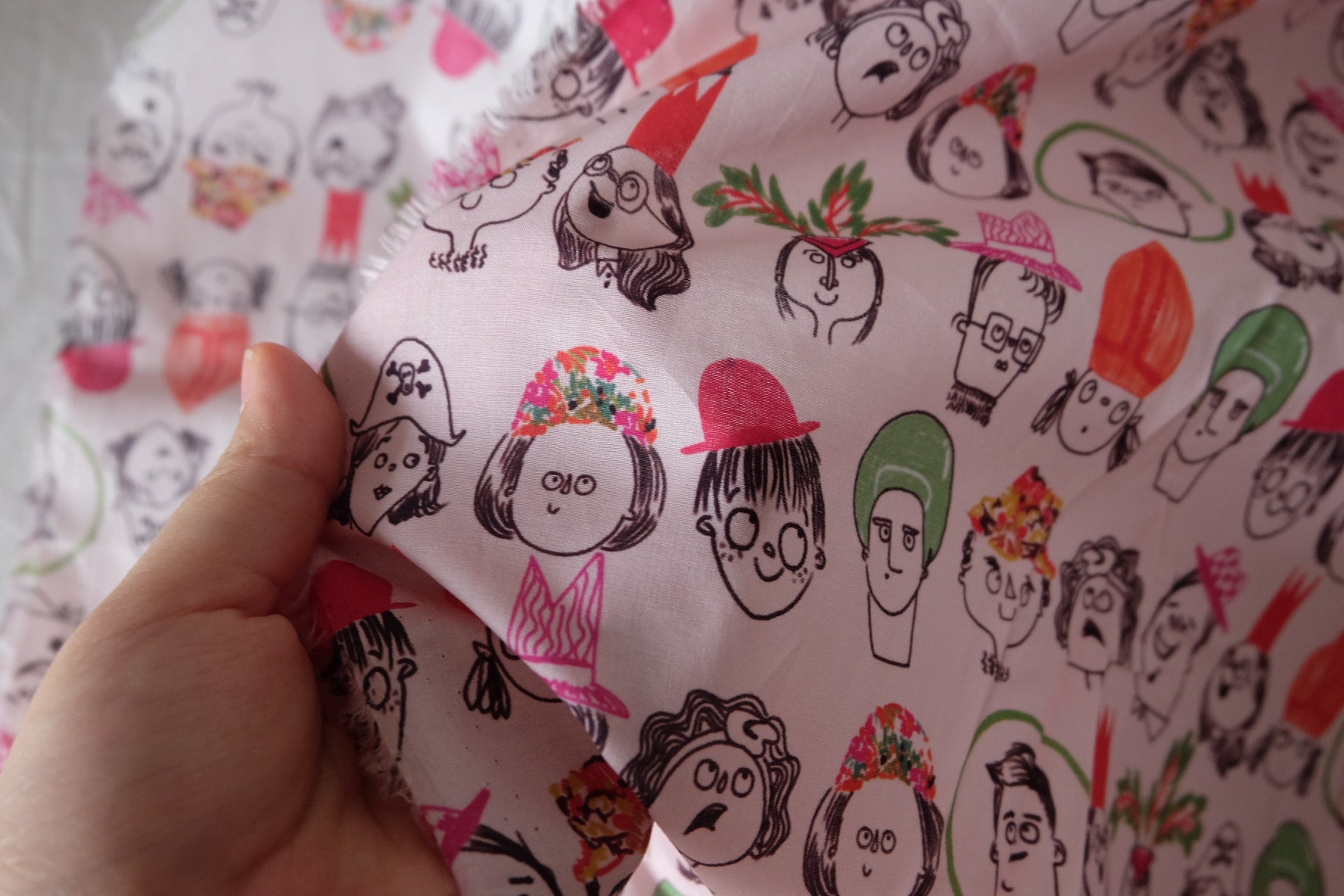 Whimsical Portrait Cotton Lawn Fabric – 2.7 yd