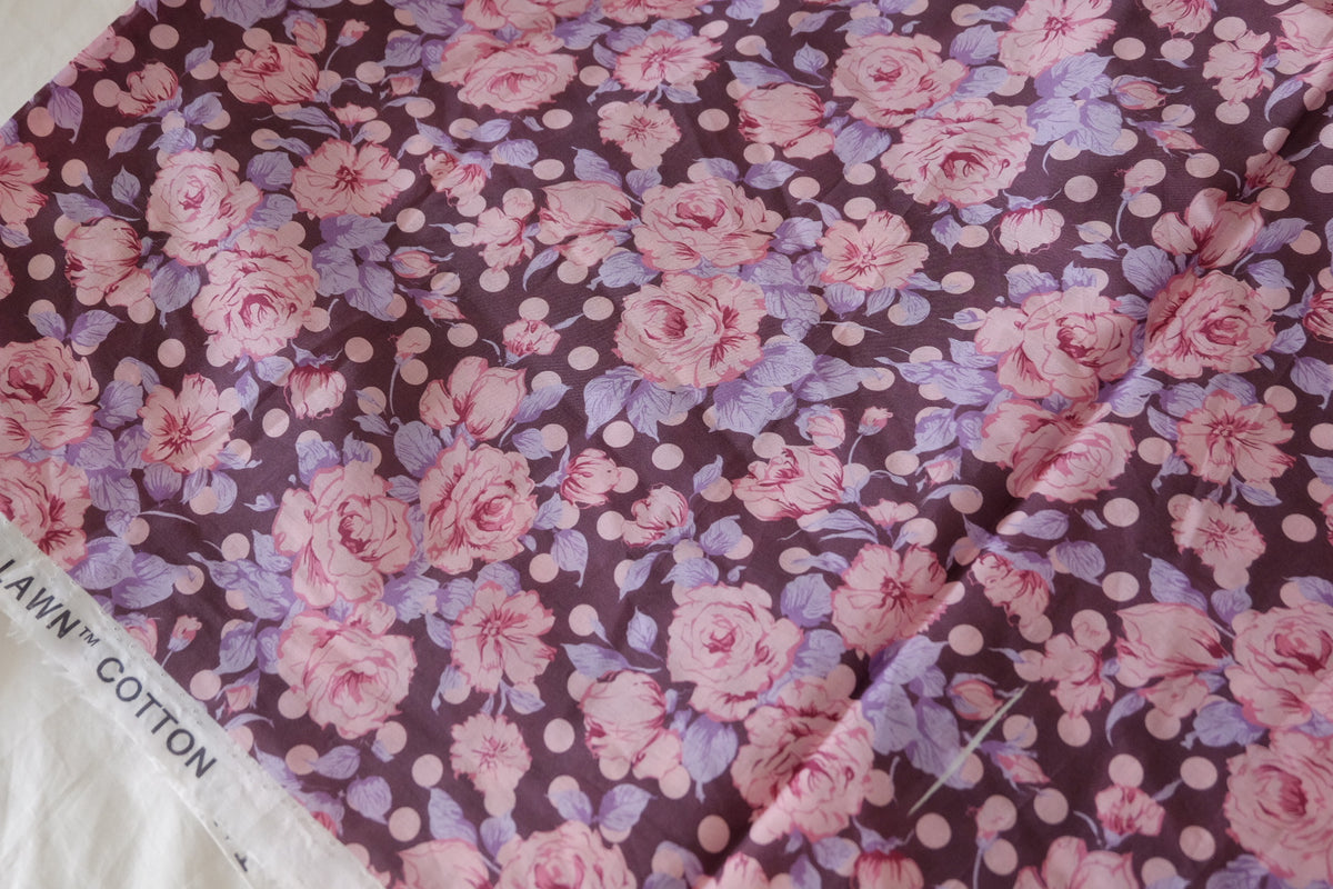 Rose & Polka Dot Cotton Lawn – 2.5 yd