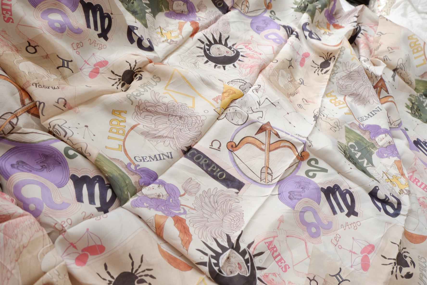 Zodiac Print Cupro Designer Deadstock Fabric - 3.28 yd
