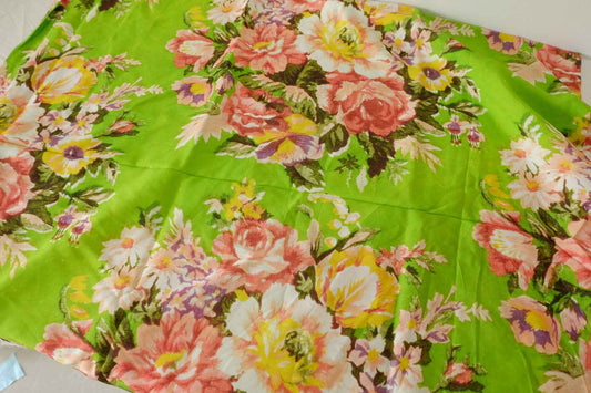 Bright Green Floral Cotton Dress Fabric – 3.3 yd