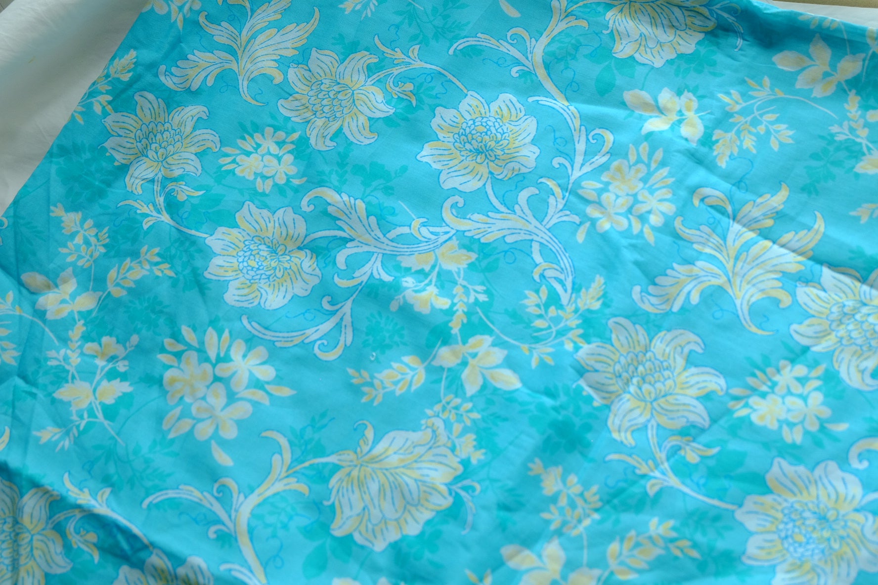 Turquoise Floral Cotton Voile – 5.5 yd
