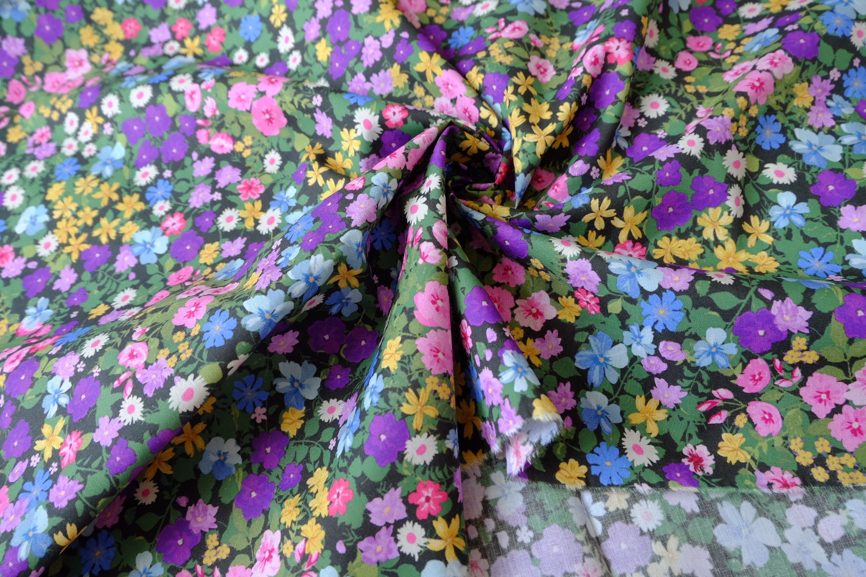 Colorful Meadow Floral Silky Cotton Lawn — 3.28 yd