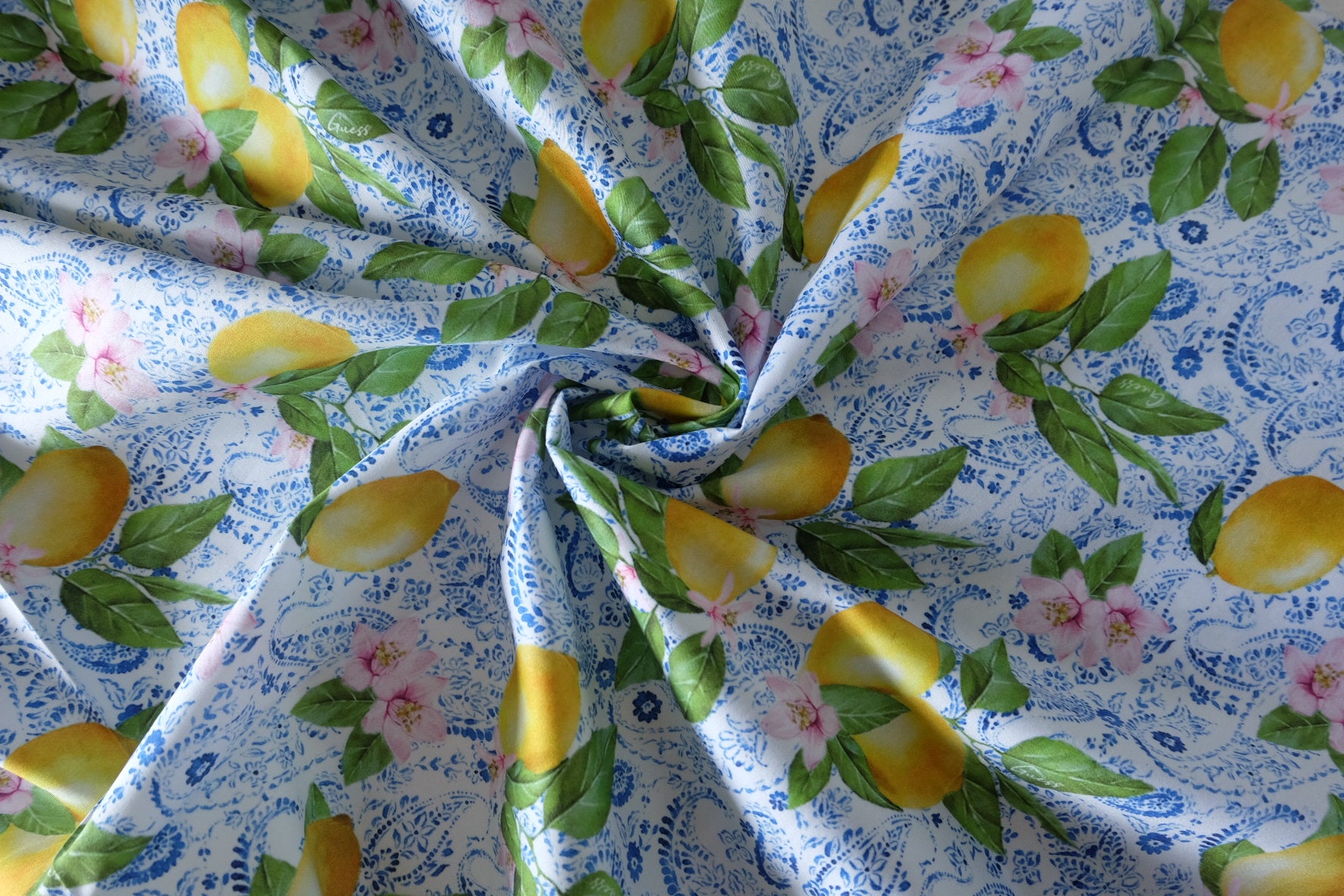 Lemon Blossom Cotton Sateen Fabric – 3.3 yd