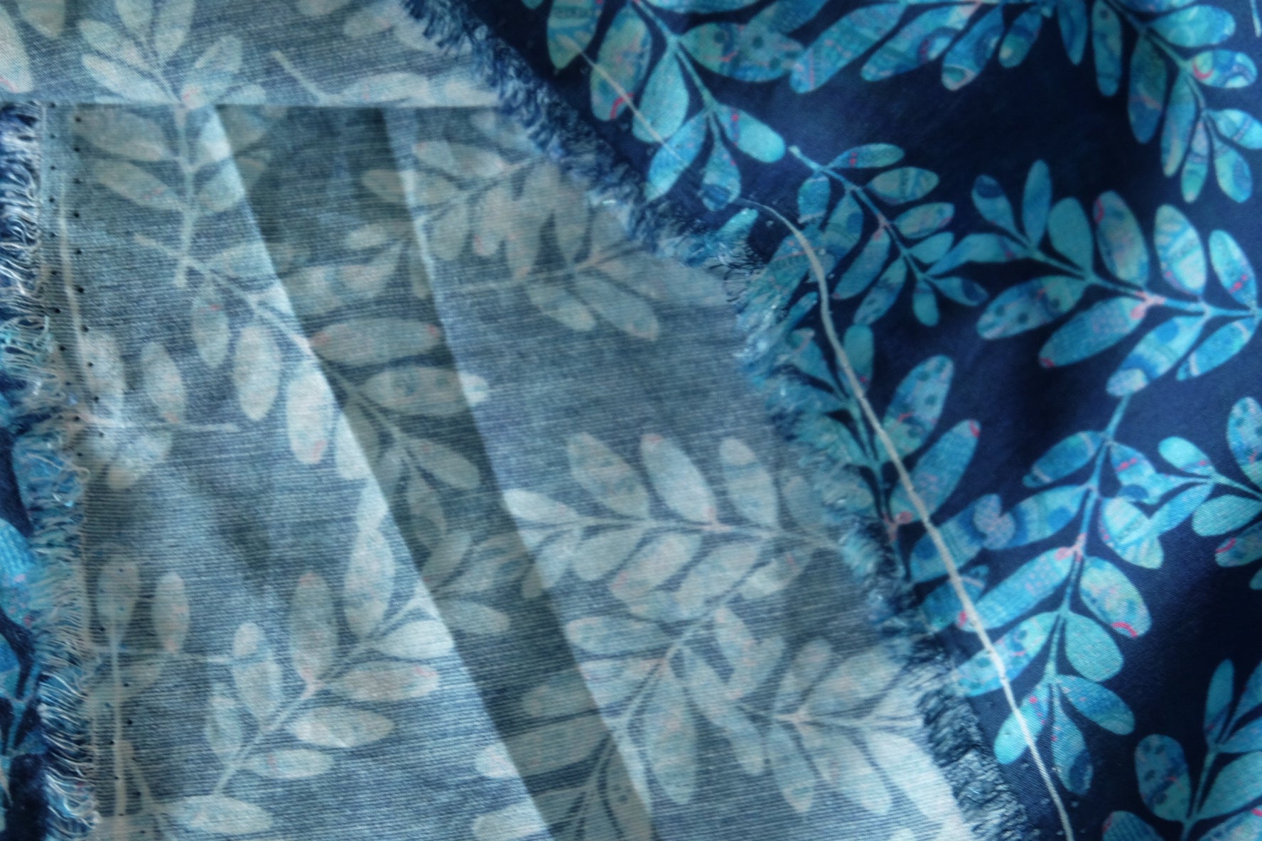 Navy Blue Leaf Cotton Nylon Fabric – 3.3 yd
