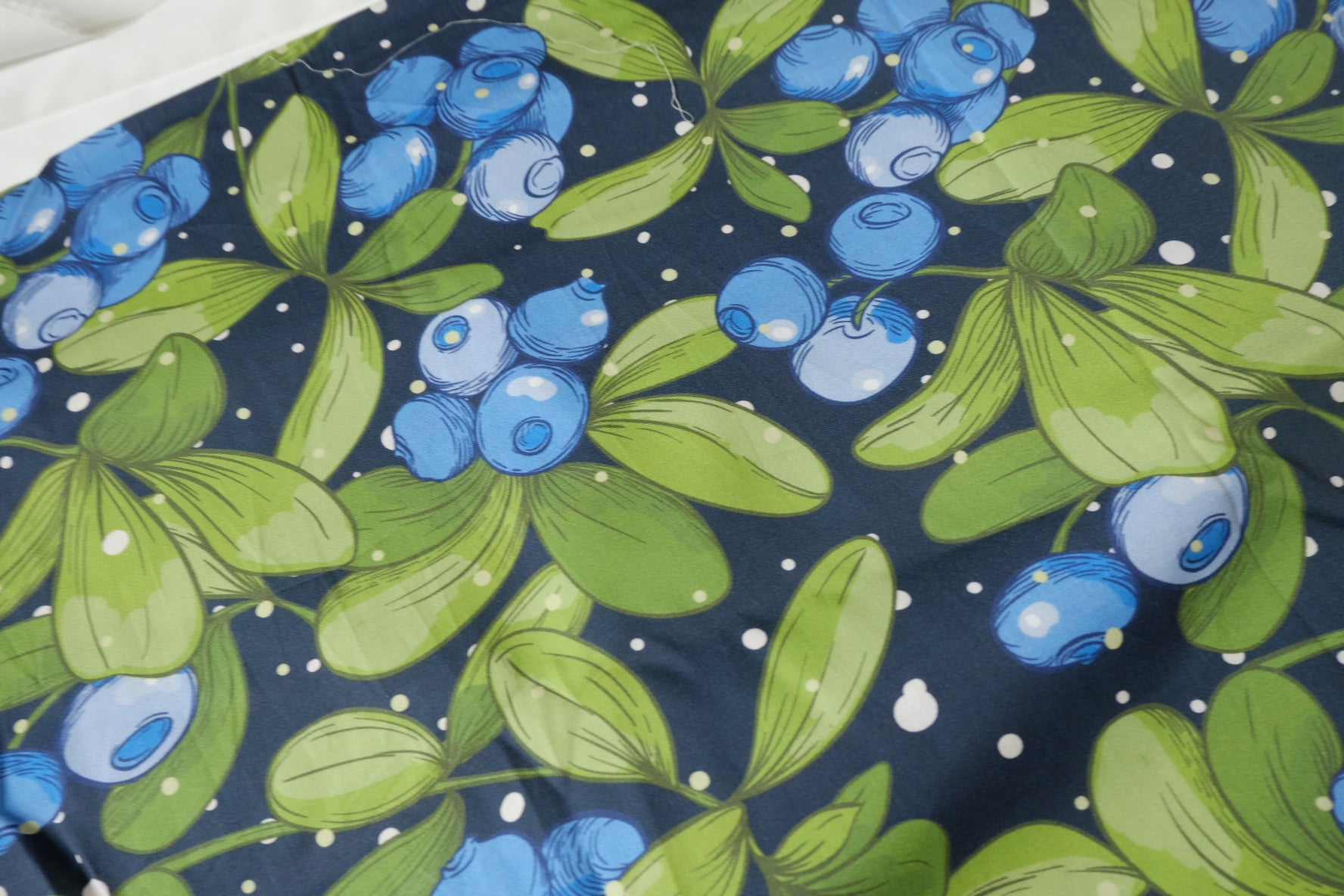 Blueberry Botanical Stretch Cotton Sateen Fabric - 3.28 yd