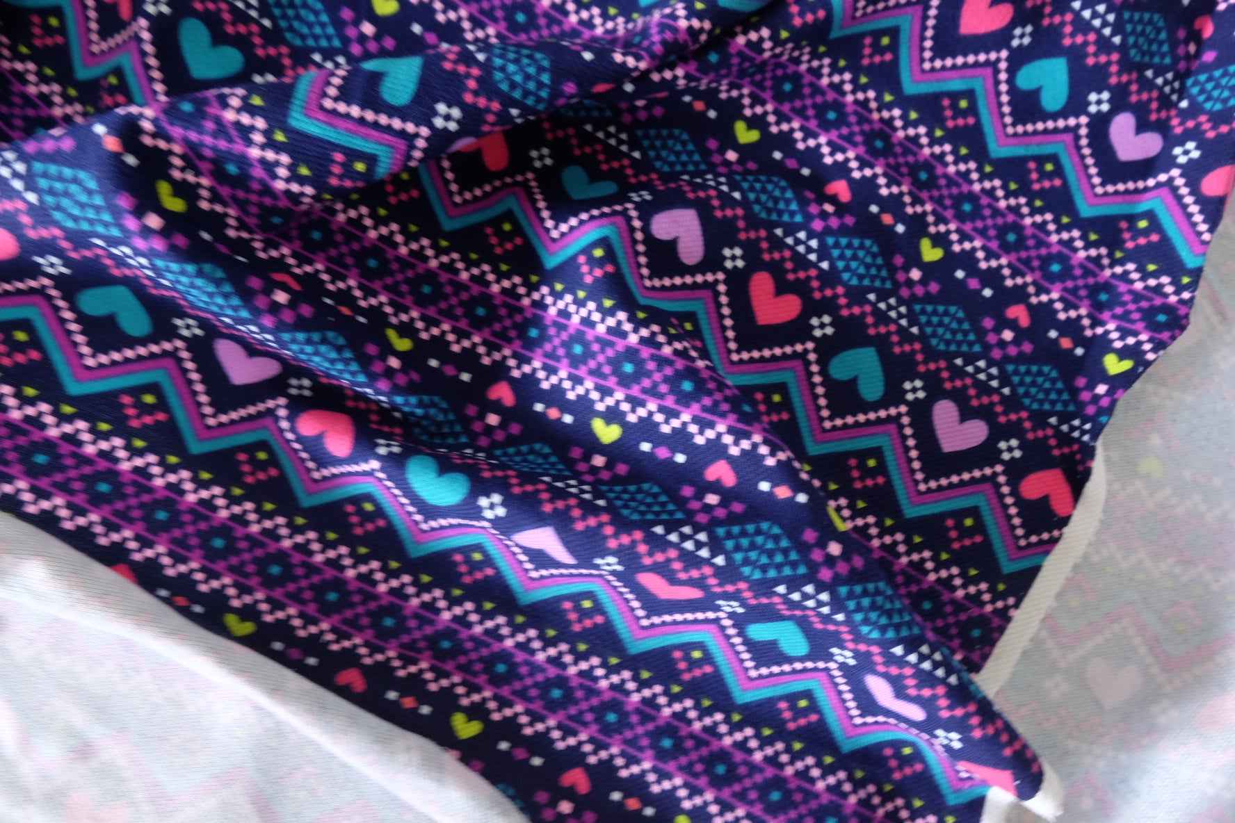 Colorful Heart Print Stretch Cotton Jersey – 1.6 yd
