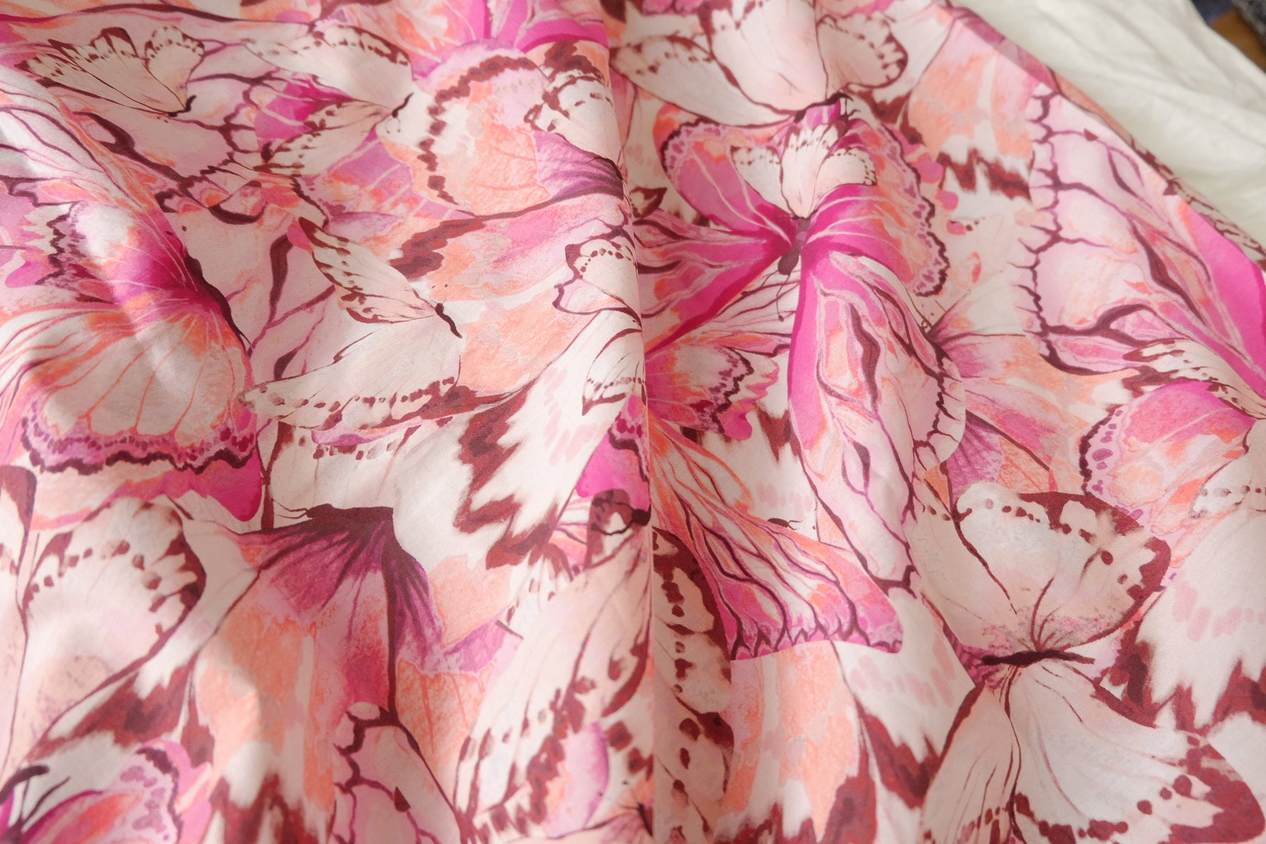 Pink Butterfly Print Cotton Poplin for Shirts and Dresses 3.3 Yards