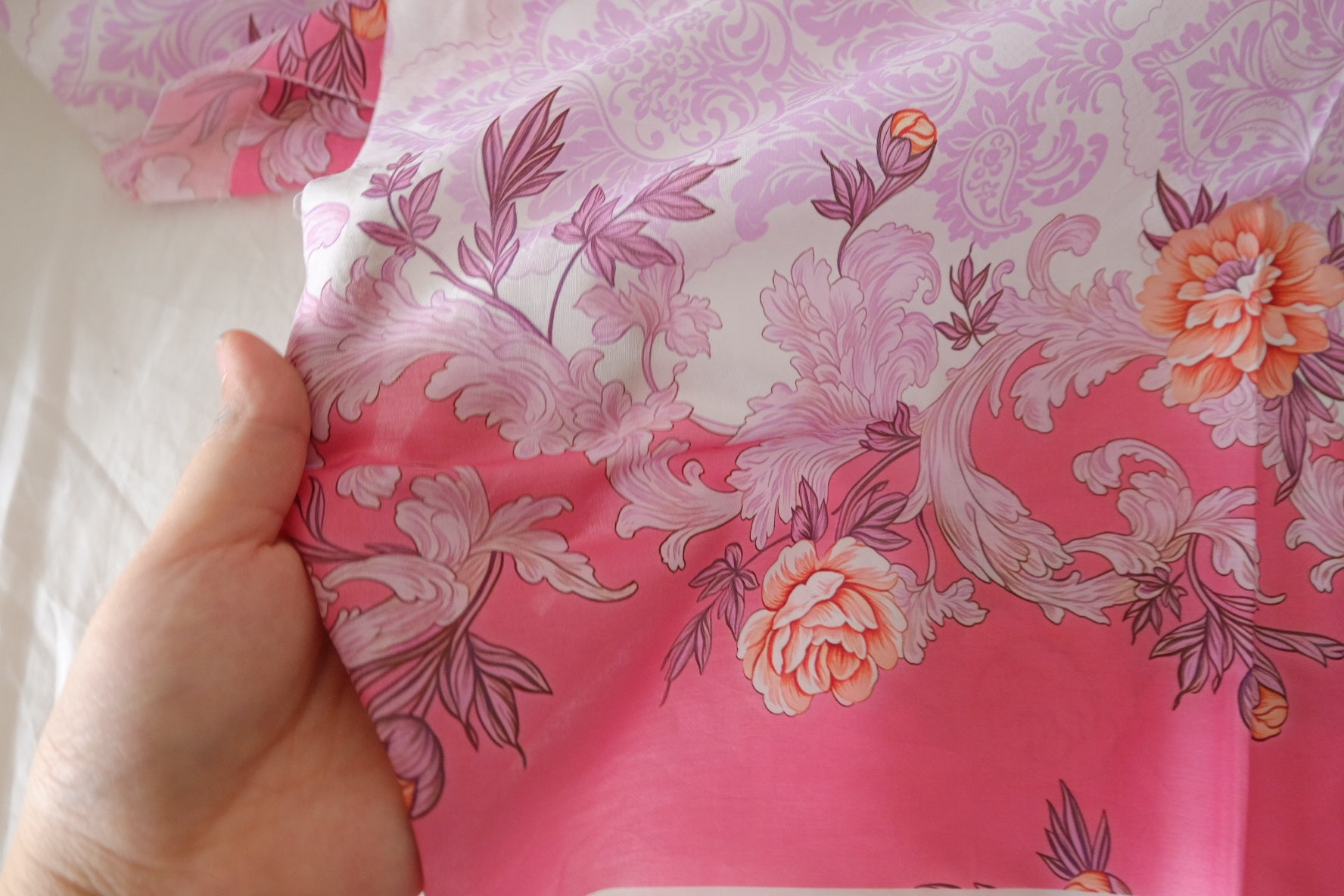 Pink Baroque Stripe Cotton Lawn Placement Fabric – 1 yd