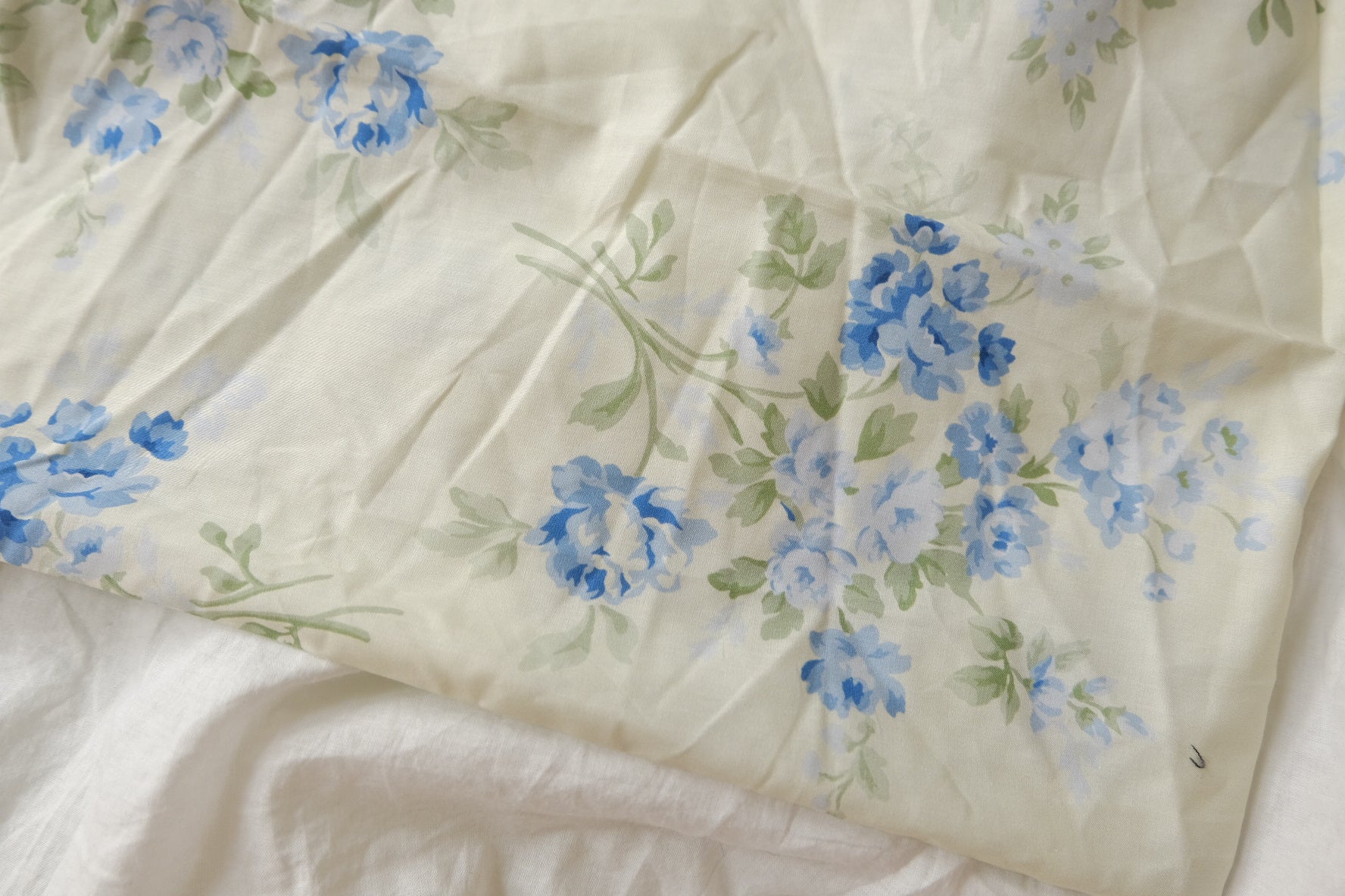 Blue Floral Cotton Poplin, Lightweight 60s, 2.7 Yards