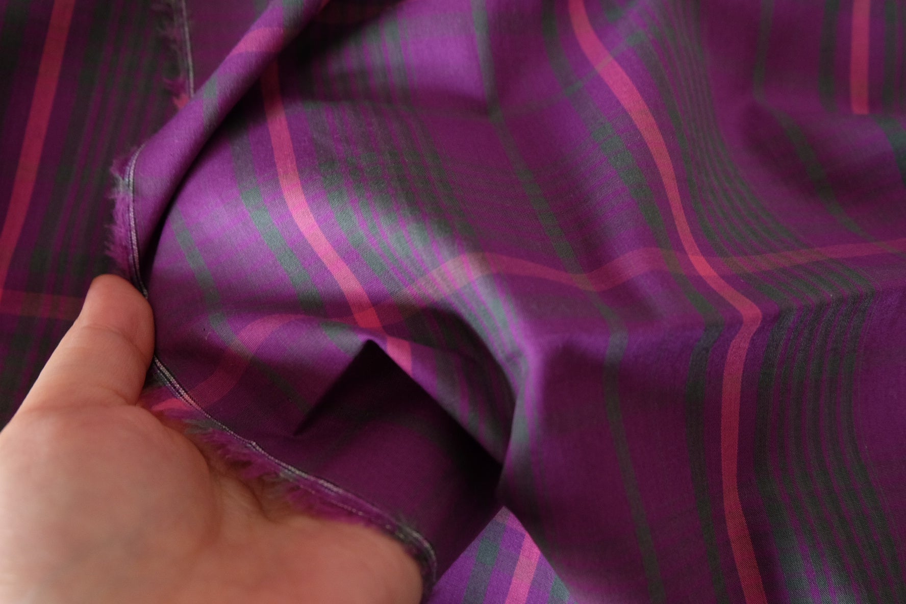 Purple Plaid Cotton Lawn Fabric – 2.2 yd