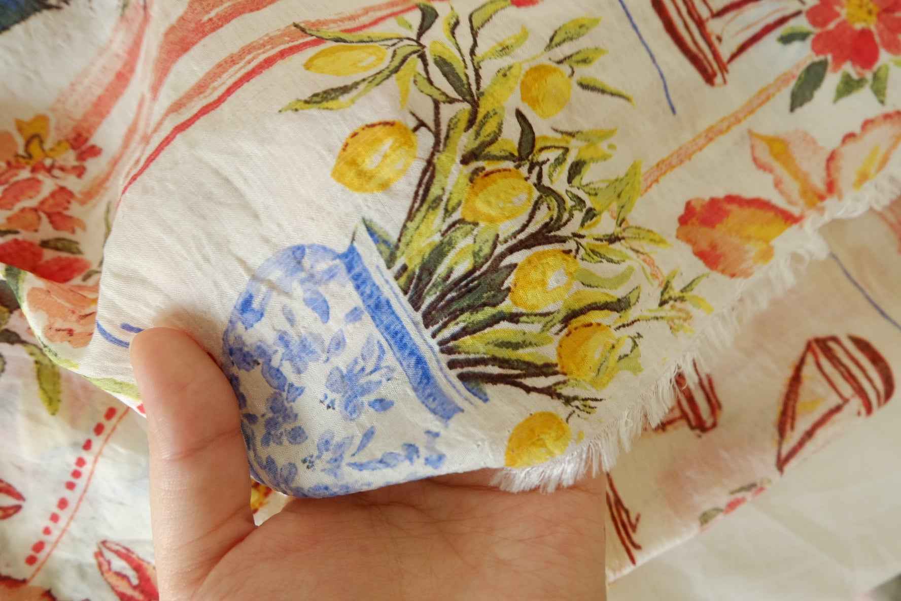 Tropical Fruit Tencel Cotton Fabric – 3.3 yd