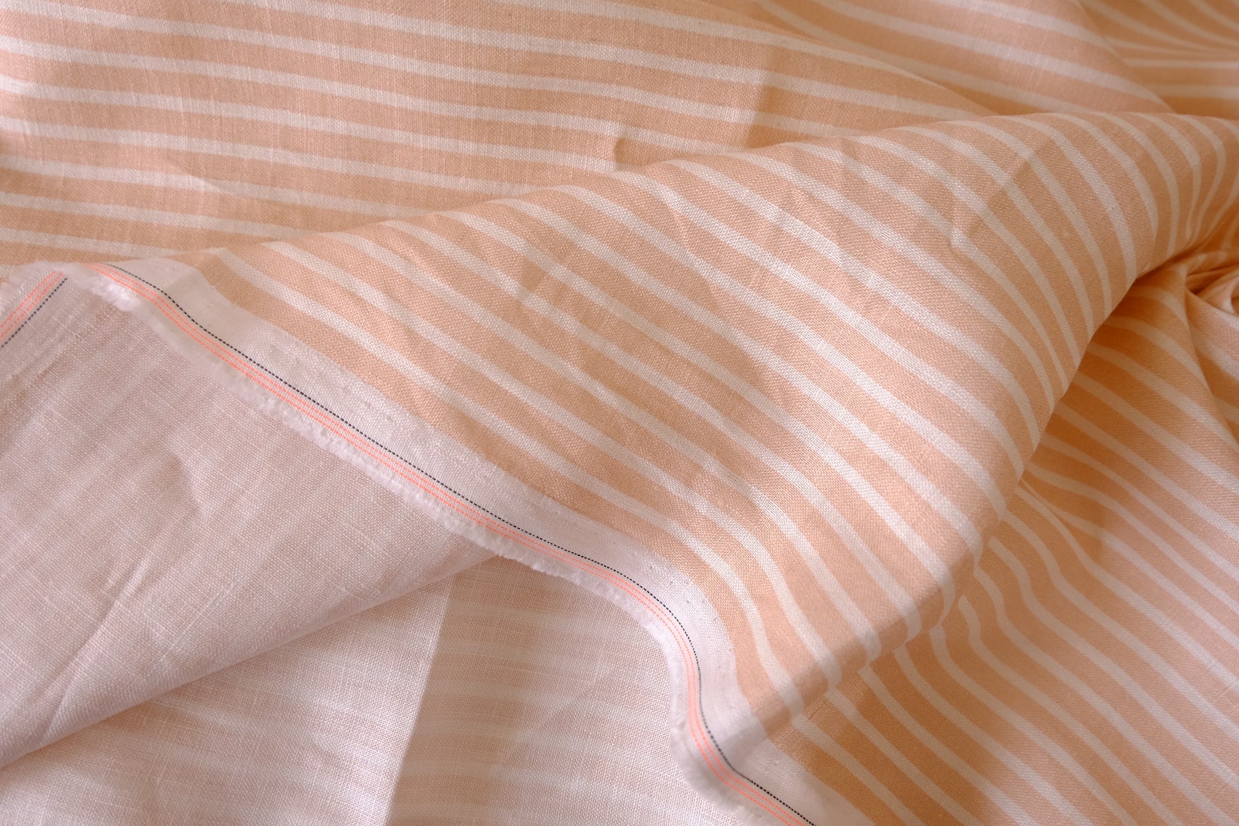 Peach Stripe Pure Linen – 1.64 yd