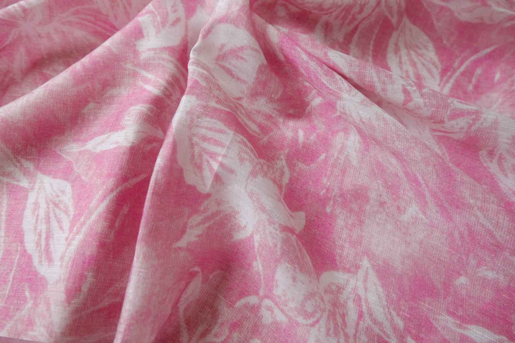 Pink Floral Tencel Ramie-Blend Fabric - 1.64 yd